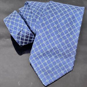 Fendi Logo Silk Tie Necktie Neckwear Mens Royal Blue  Luxury Geometric Abstract